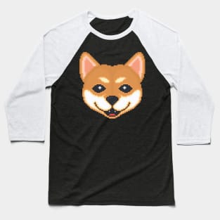 Shiba Inu Pixel Art Baseball T-Shirt